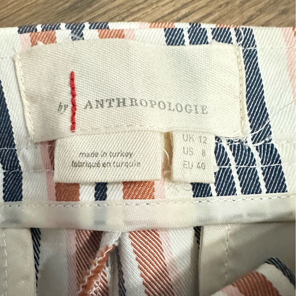 Anthropologie Women’s Mid Rise Trousers Flare white, orange and blue - Picture 6 of 7